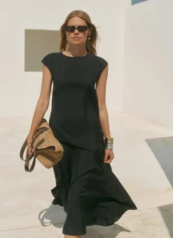 Navy Full Hem Midi Dress
