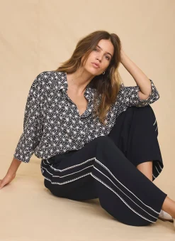 Navy Geometric Print Resort Shirt