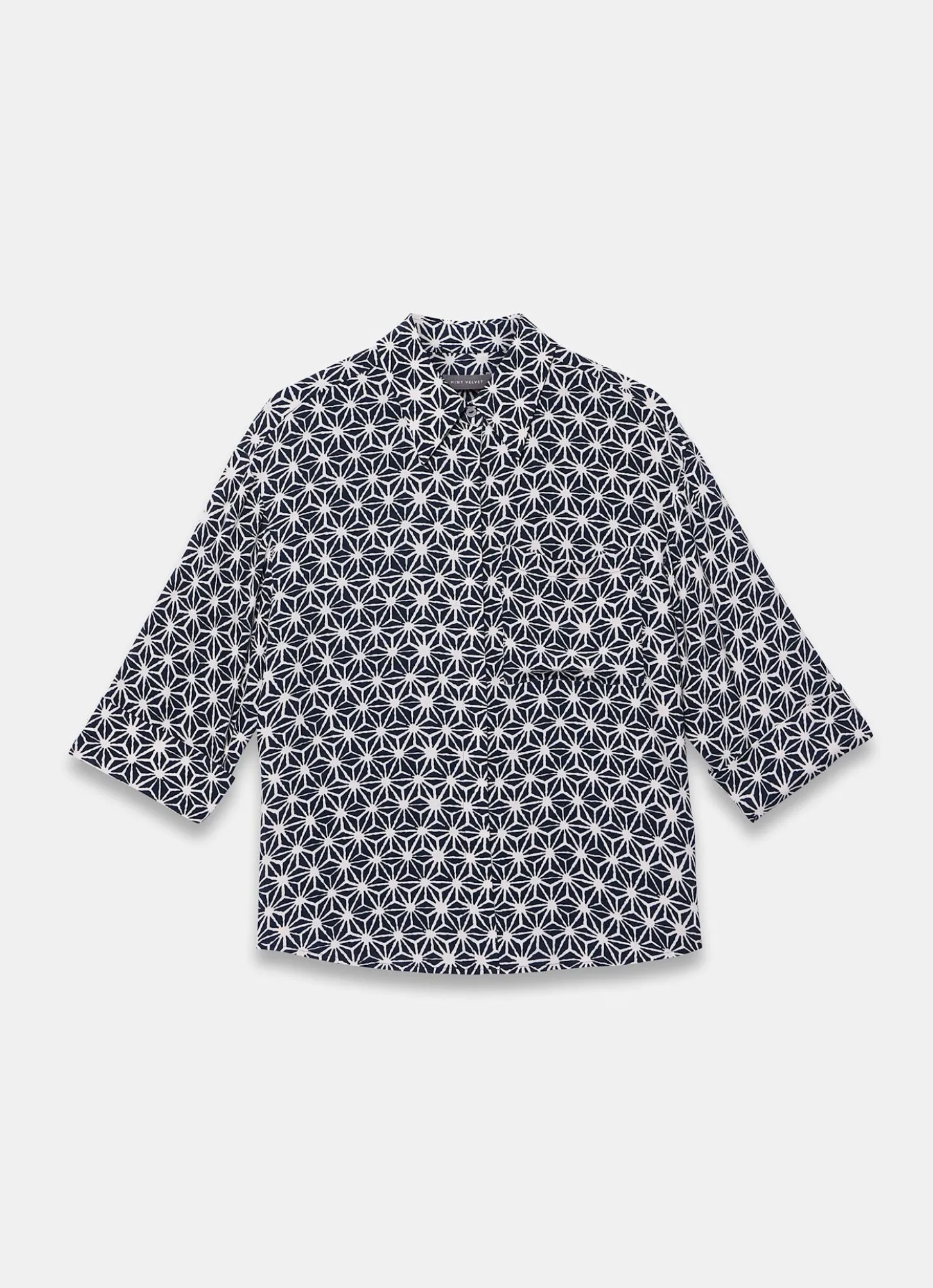 Navy Geometric Print Resort Shirt