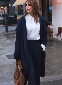 Navy Hand Finished Double Breasted Coat