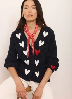 Navy Heart Embroidered Cardigan