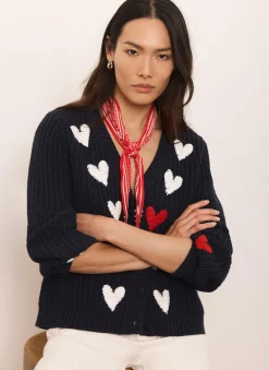 Navy Heart Embroidered Cardigan