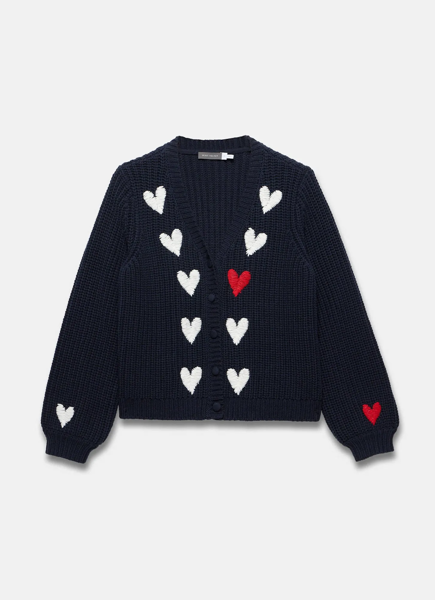 Navy Heart Embroidered Cardigan