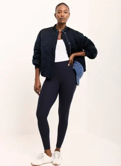 Navy Jersey Straight Leggings