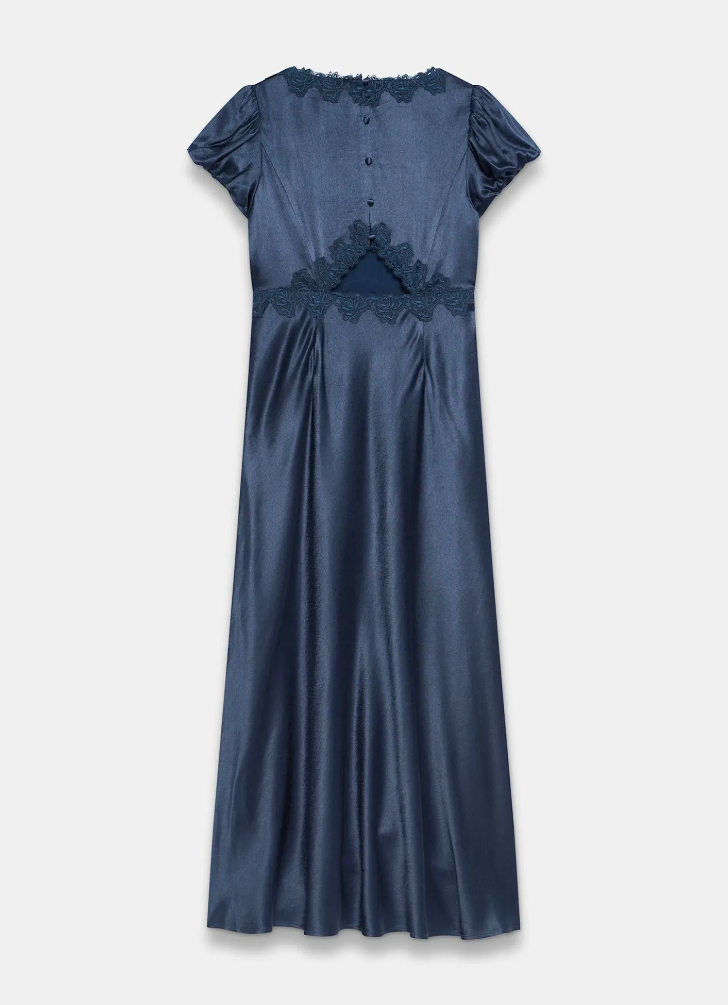 Navy Lace Detail Satin Midi Dress