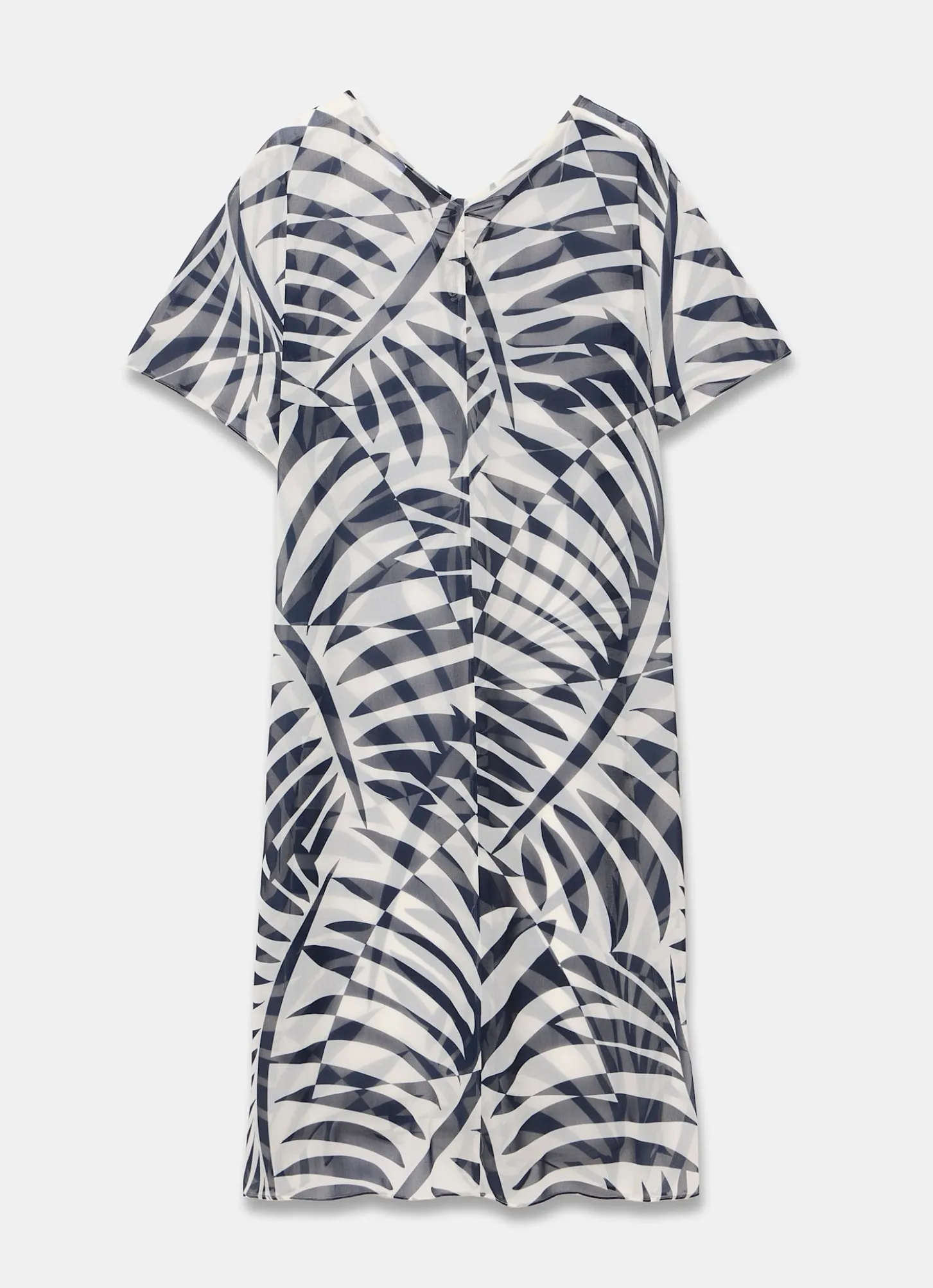 Navy Leaf Print Beach Cover Up