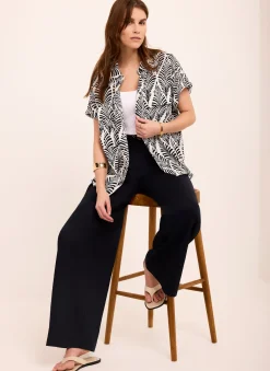 Navy Leaf Print Resort Shirt