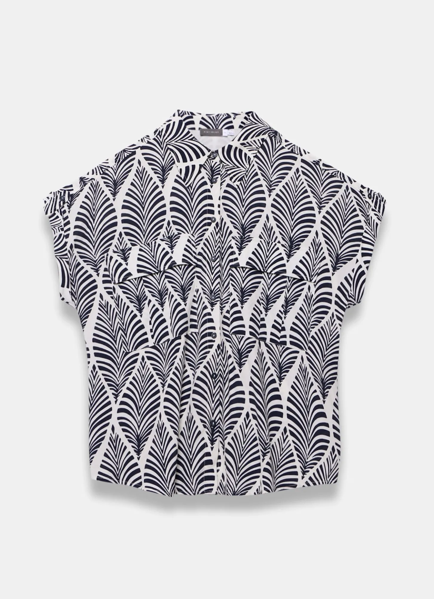 Navy Leaf Print Resort Shirt