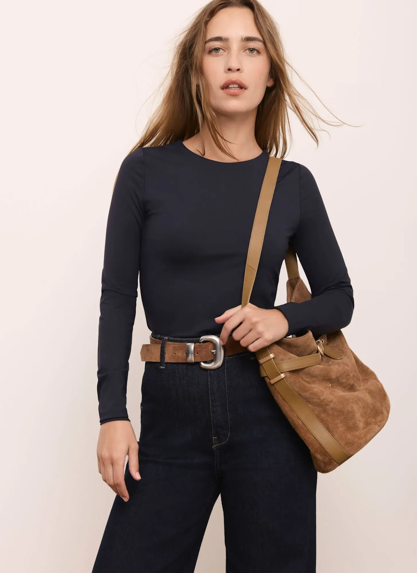 Navy Long Sleeve Layering Top