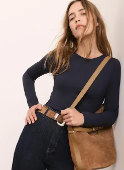 Navy Long Sleeve Layering Top