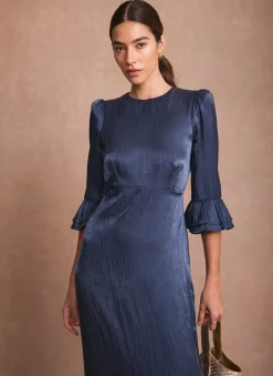 Navy Metallic Midi Dress