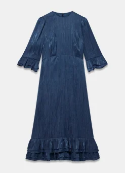 Navy Metallic Midi Dress