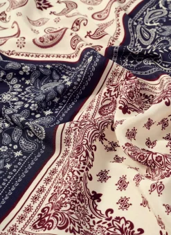 Navy Paisley Print Scarf