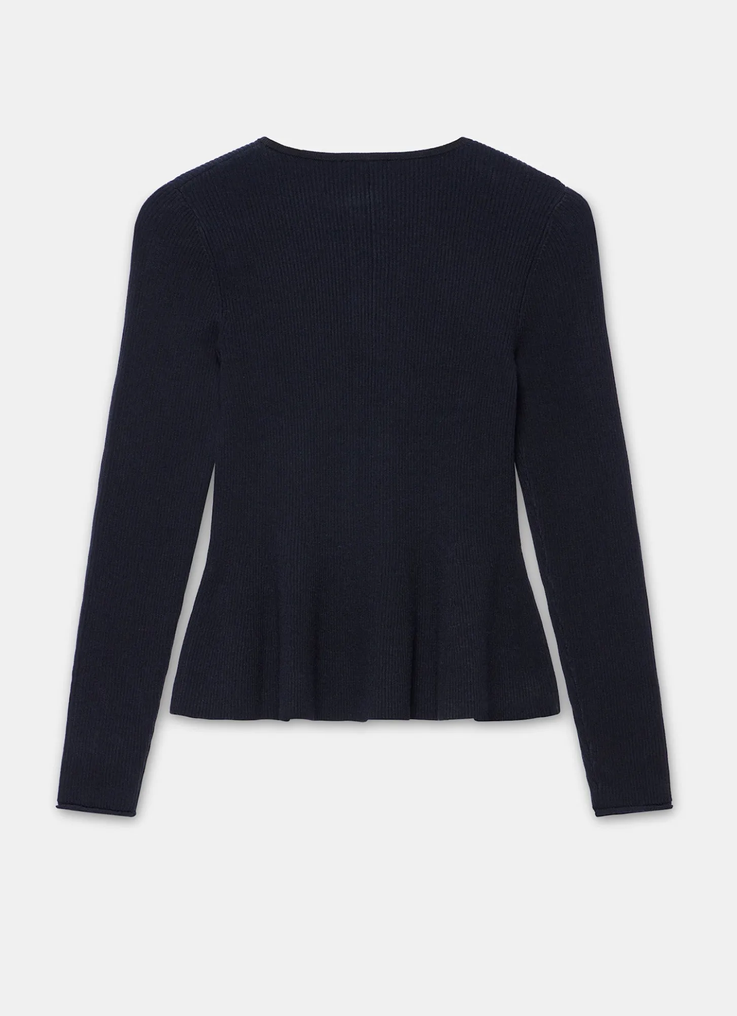 Navy Peplum Knit Cardigan