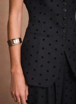 Navy Polka Dot Longline Waistcoat