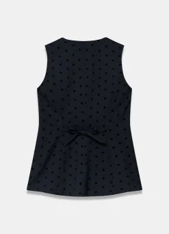 Navy Polka Dot Longline Waistcoat