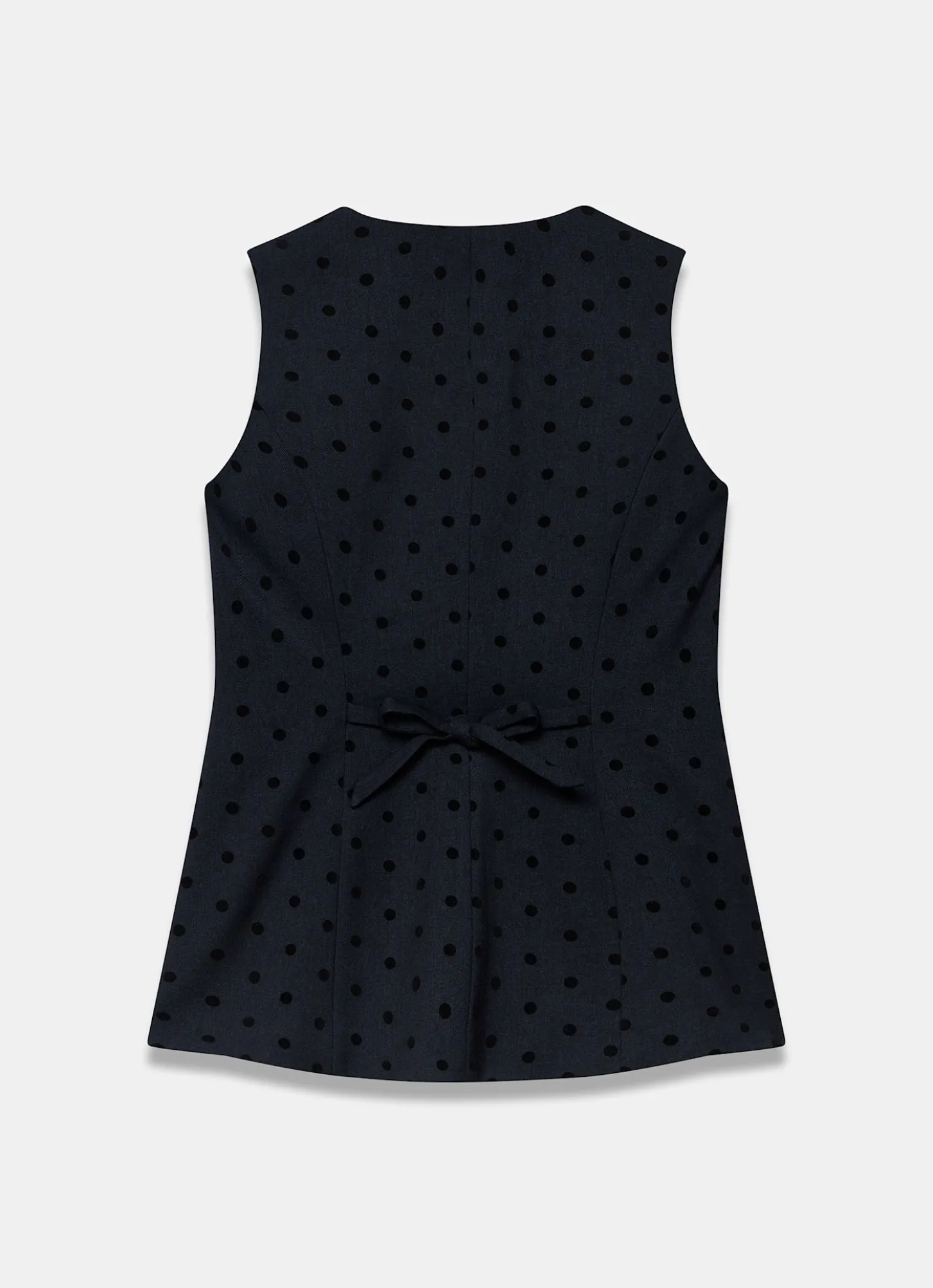 Navy Polka Dot Longline Waistcoat