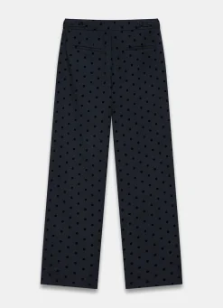 Navy Polka Dot Wide Leg Trousers