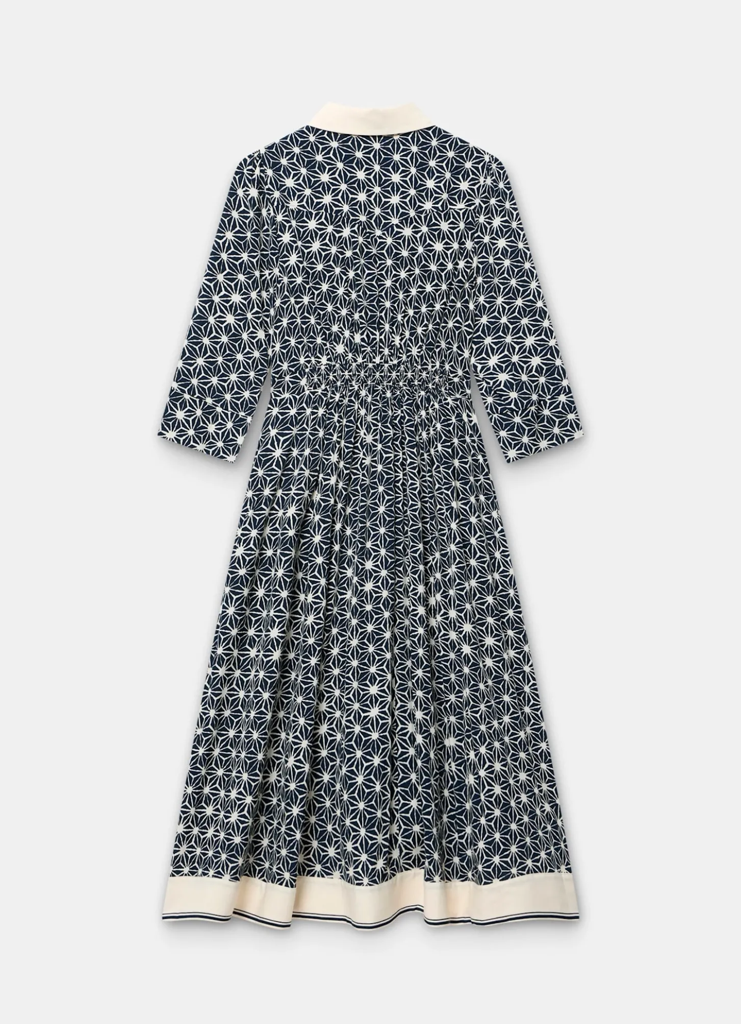 Navy Print Midi Shirt Dress