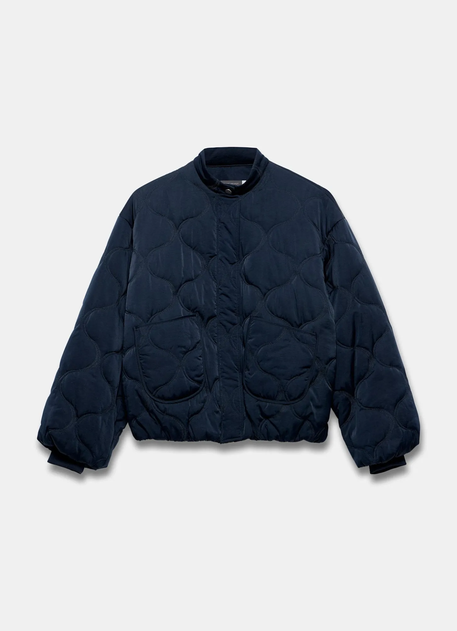 Navy Quilted Bomber Jacket