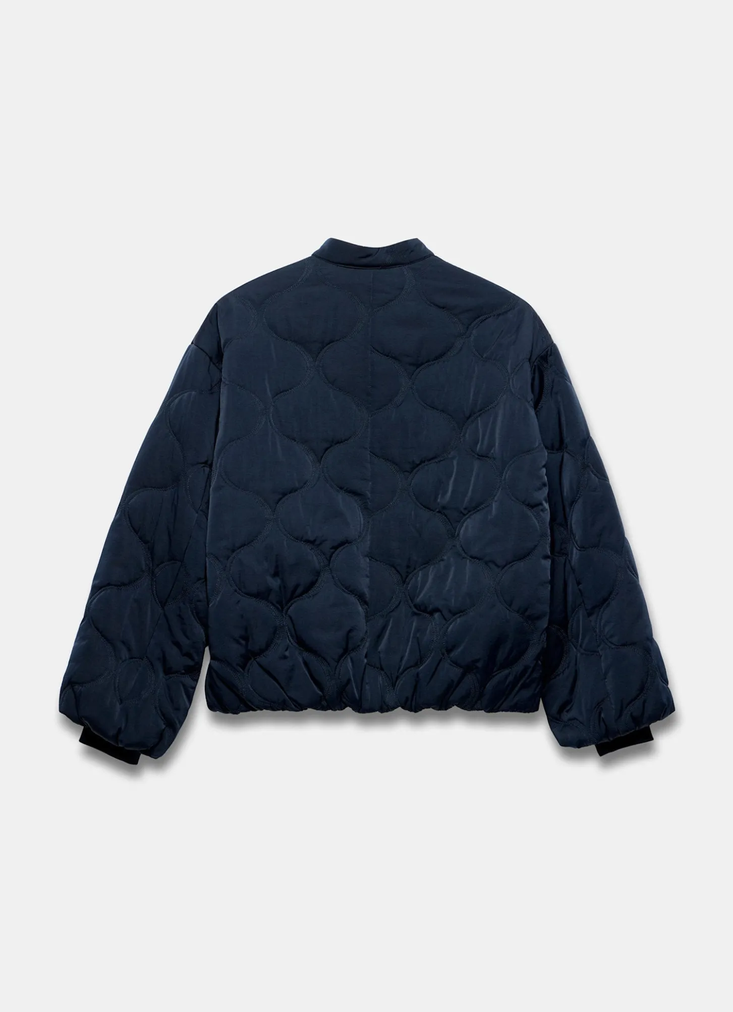 Navy Quilted Bomber Jacket