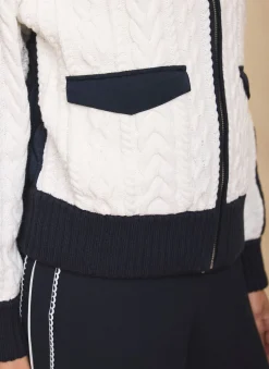 Navy Quilted Cable Knit Jacket