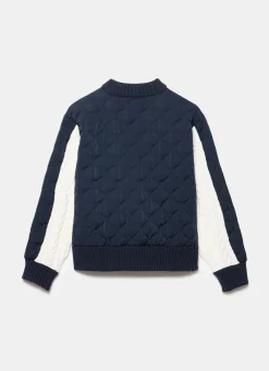 Navy Quilted Cable Knit Jacket