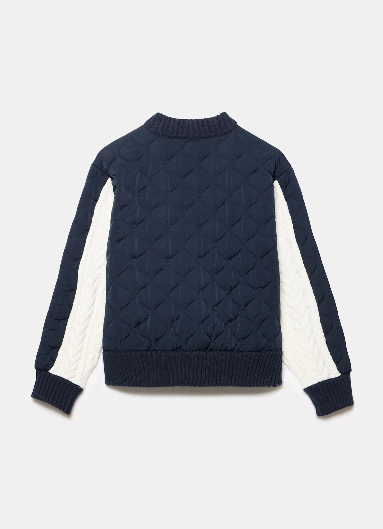 Navy Quilted Cable Knit Jacket