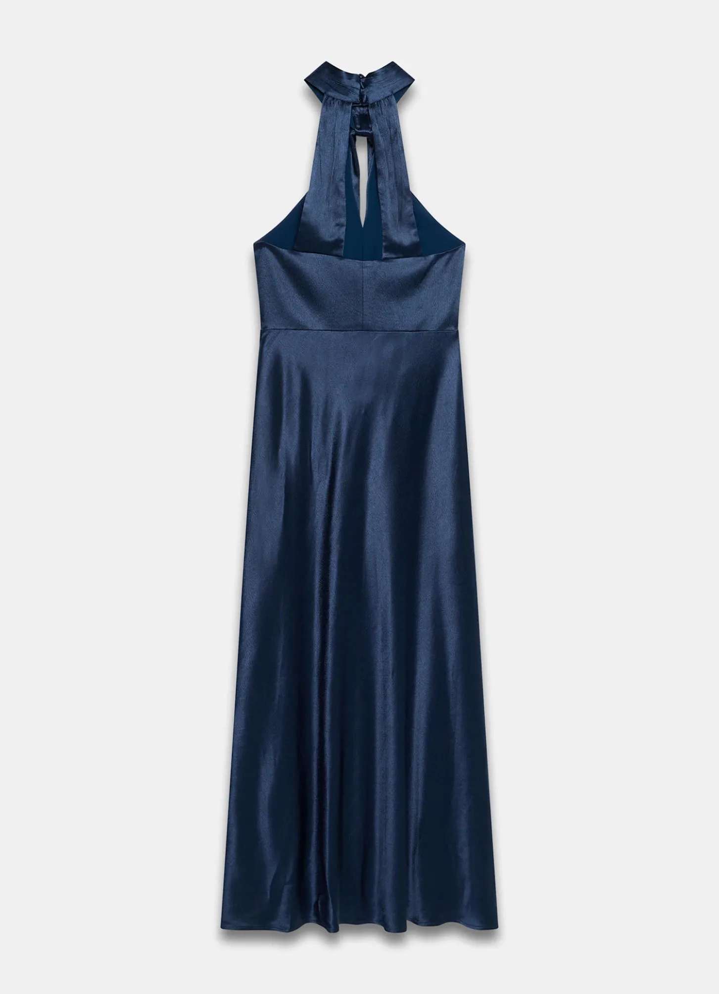 Navy Satin Halter Maxi Dress