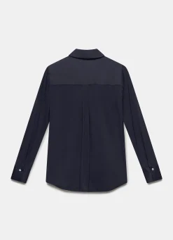 Navy Satin Utility Shirt