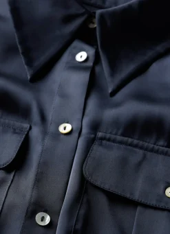 Navy Satin Utility Shirt
