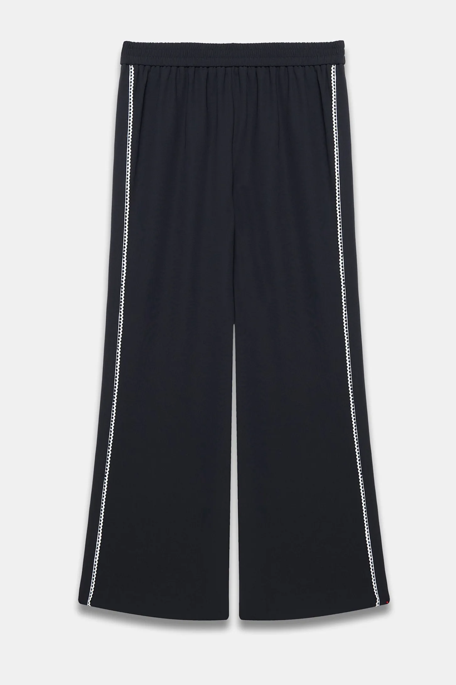 Navy Scallop Side Stripe Wide Trousers