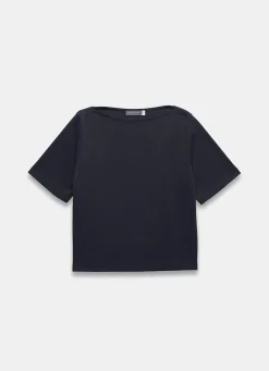 Navy Slash Neck T Shirt