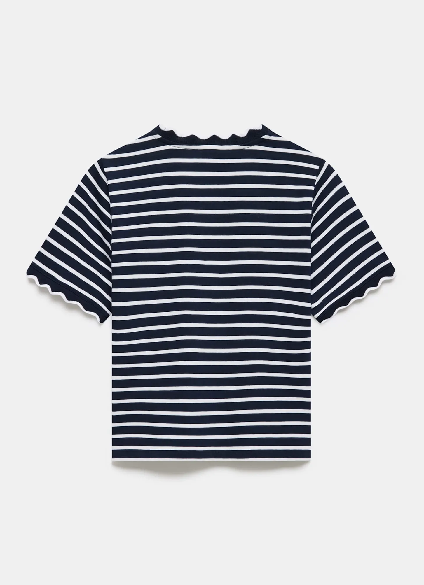 Navy Stripe Scallop Trim T-Shirt