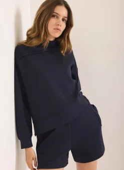 Navy Super Soft Asymmetric Detail Sweatshirt
