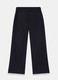 Navy Tailored Wide Leg Trousers