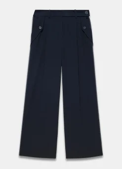 Navy Tailored Wide Trousers