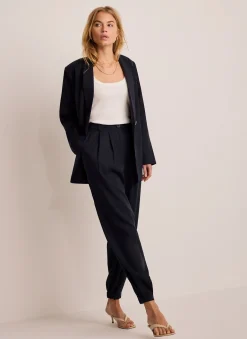 Navy Tapered Balloon Trousers
