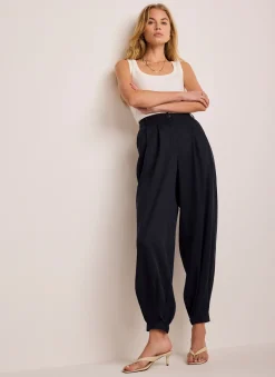 Navy Tapered Balloon Trousers