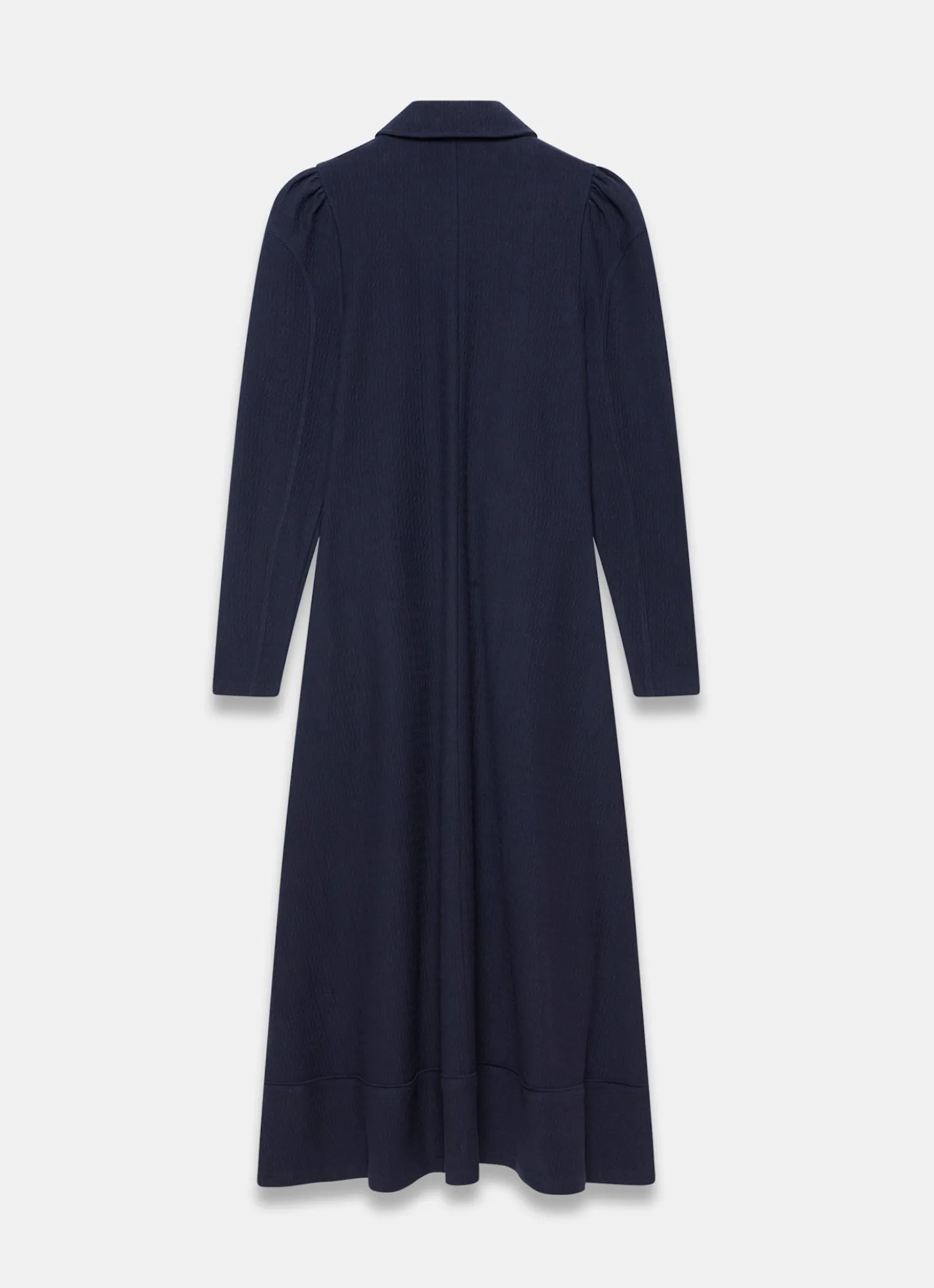 Navy Textured Zip Detail Midi Dress