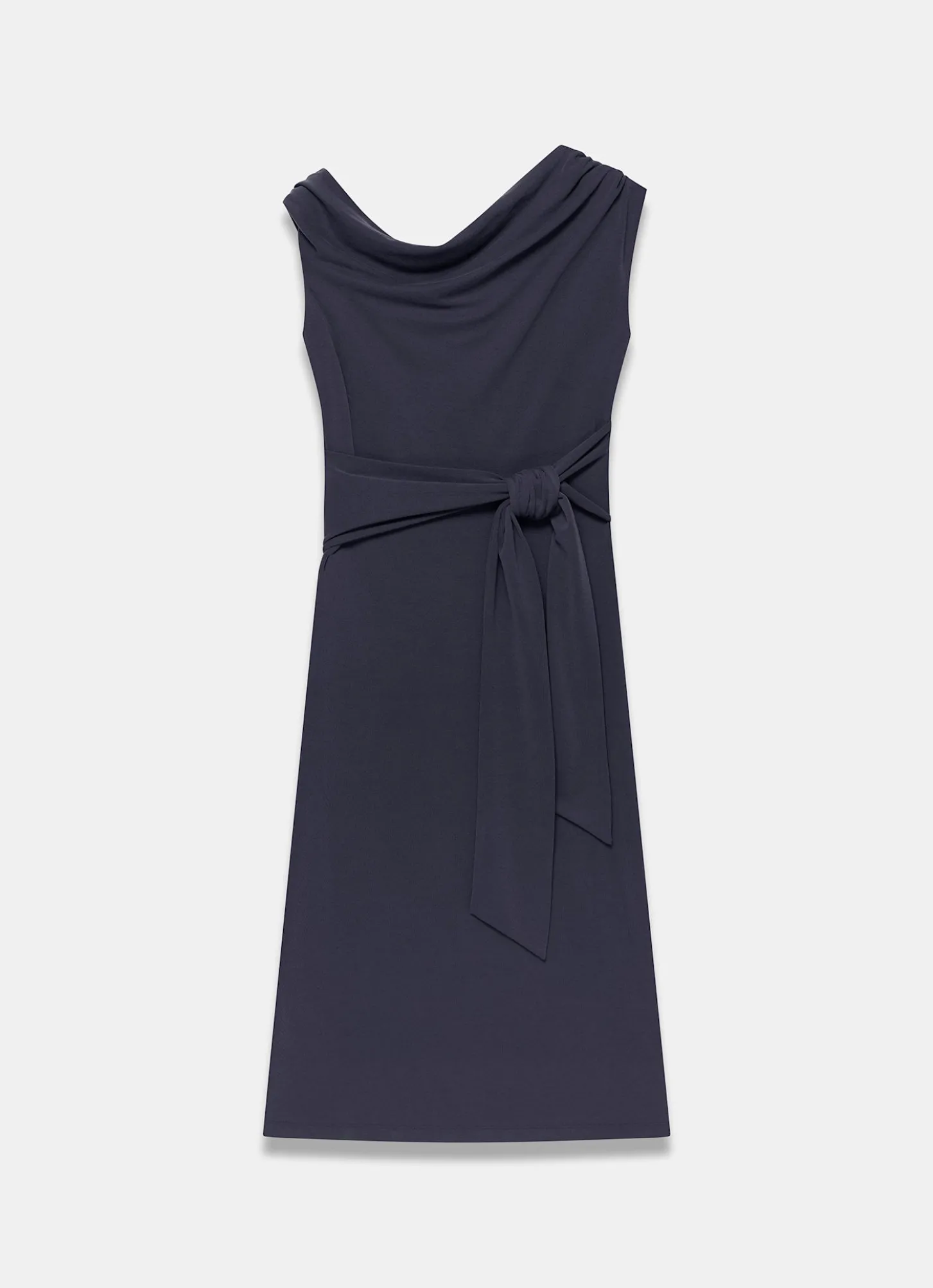 Navy Tie Detail Midi Dress