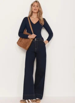 Navy V Neck Layering Top