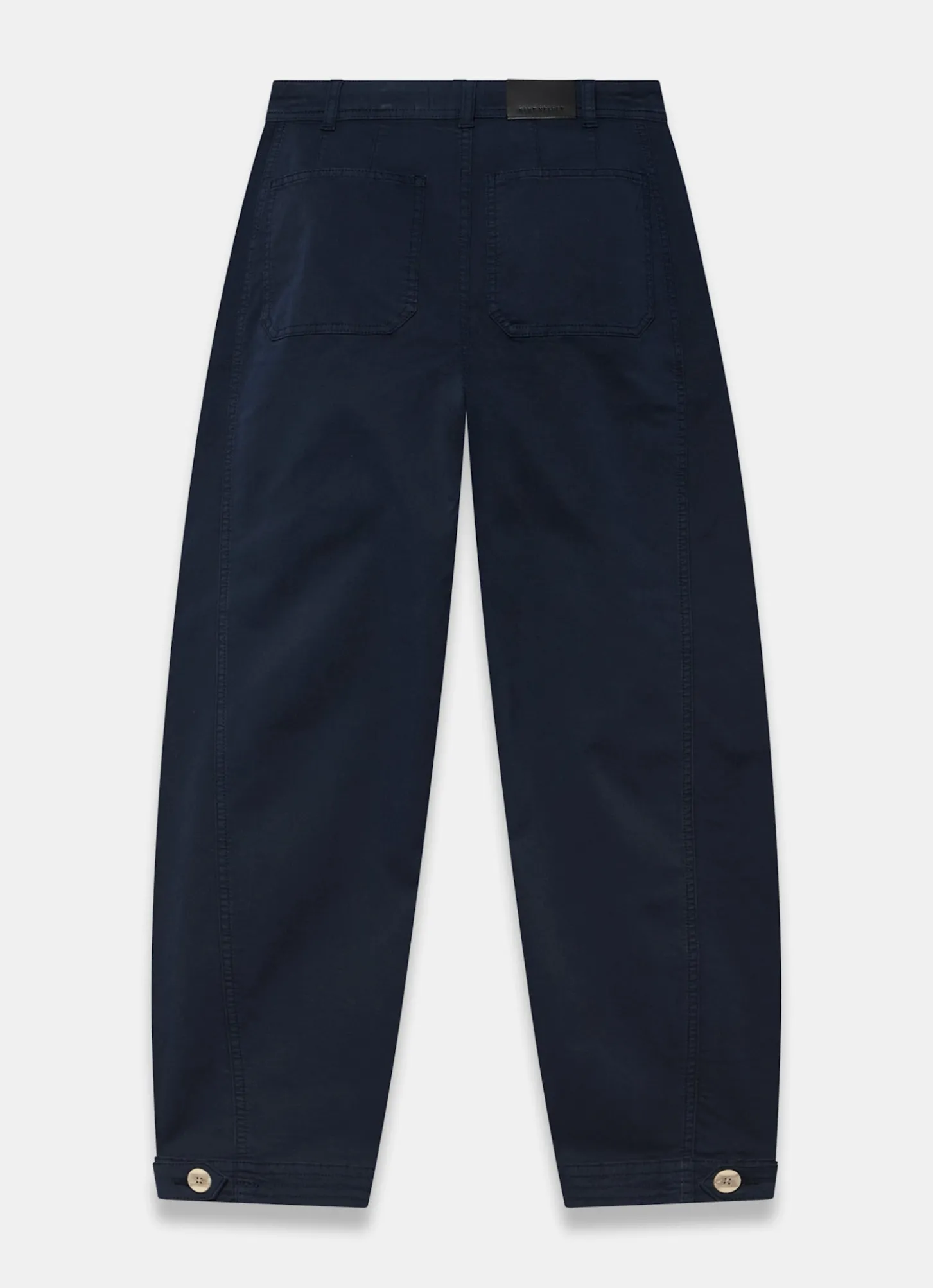 Navy Washed Barrel Leg Chino Trousers