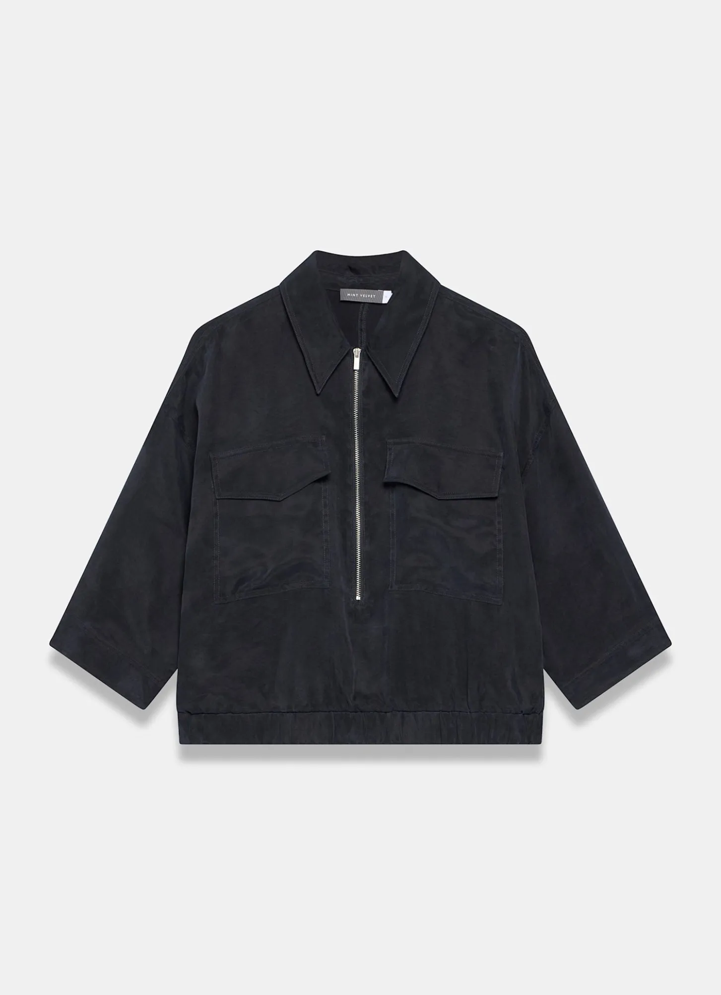 Navy Zip Detail Blouse