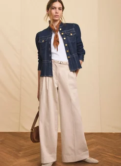 Neutral Belted Wide Trousers