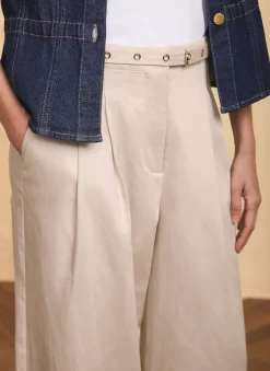 Neutral Belted Wide Trousers