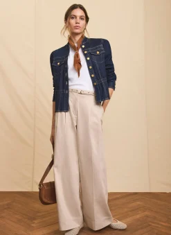 Neutral Belted Wide Trousers