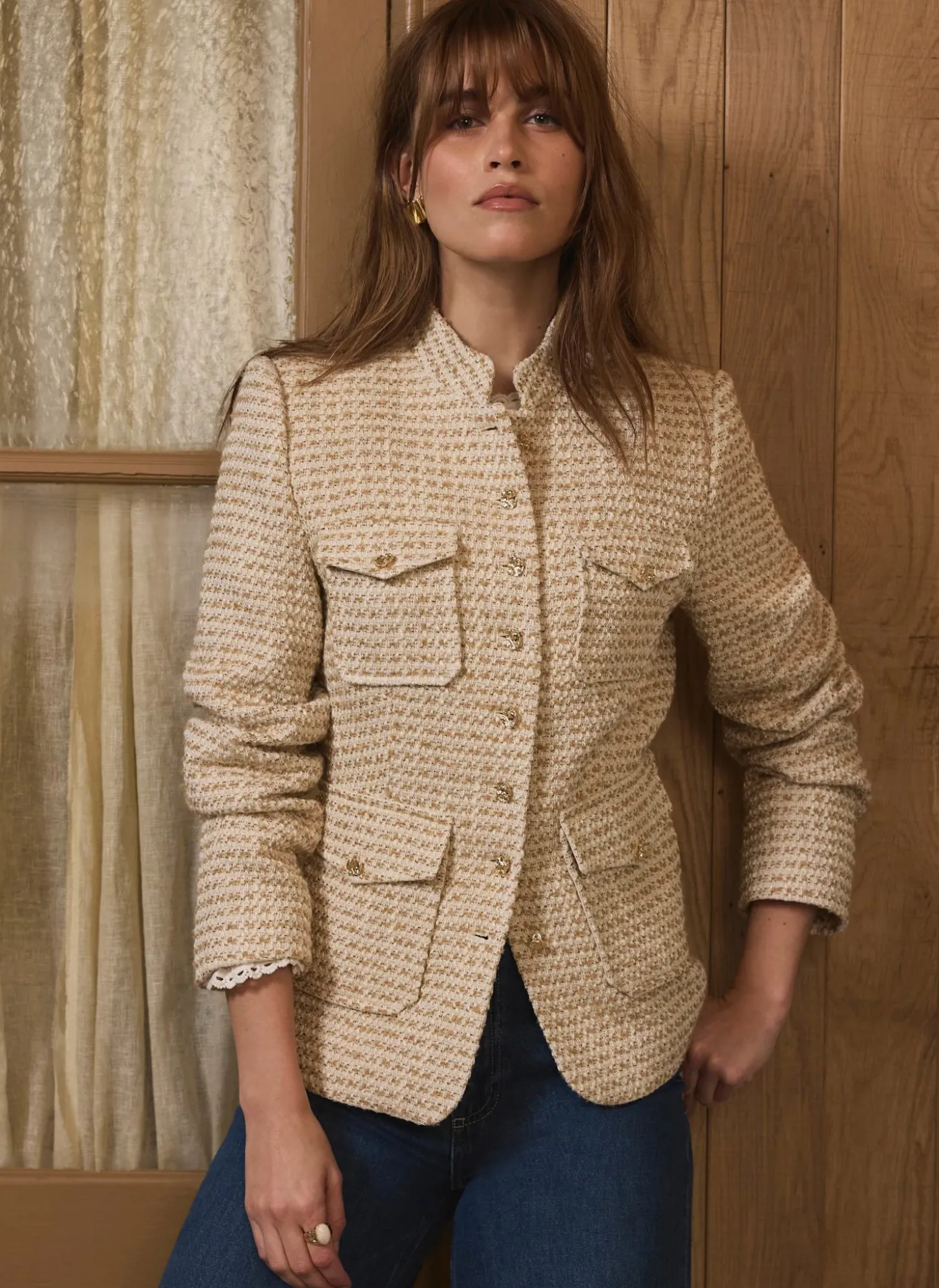 Neutral Boucle Pocket Detail Jacket