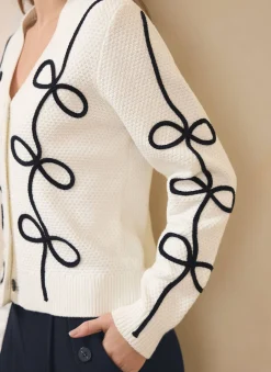 Neutral Bow Detail Cardigan