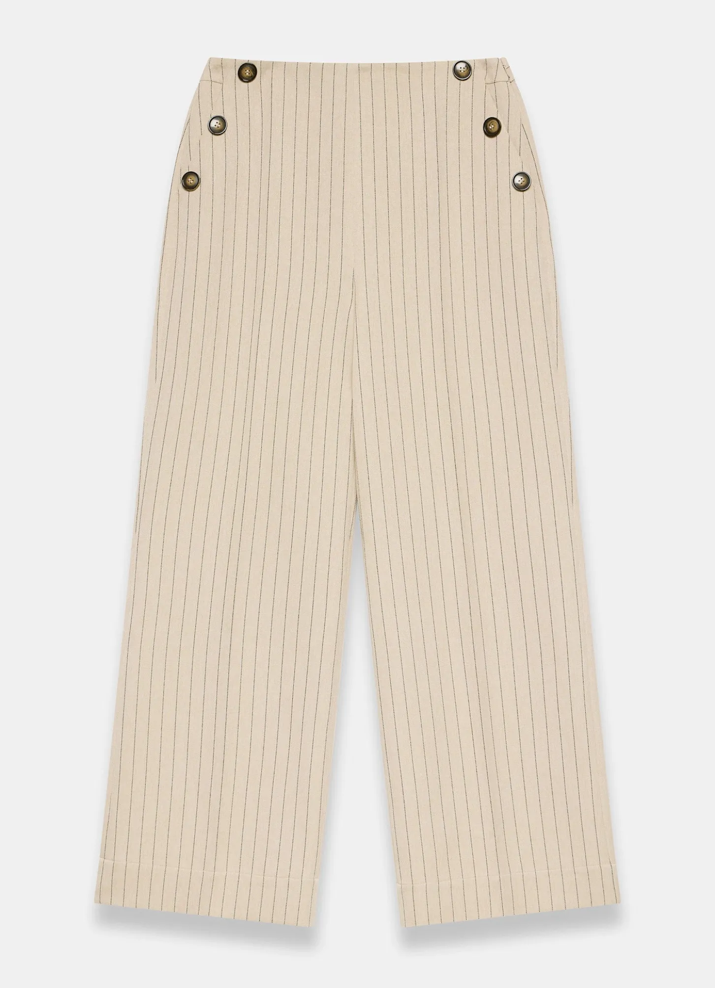 Neutral Button Front Pinstripe Trousers